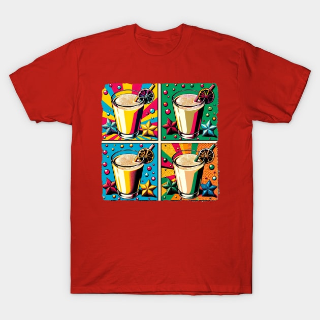 Eggnog Elegance: A Pop Art Celebration - Festive Beverage T-Shirt by PawPopArt